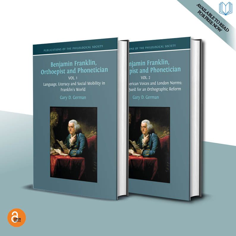 The two hardback books against a colourful background.